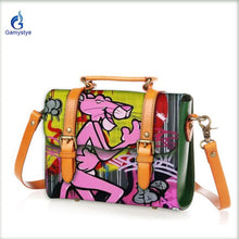 Load image into Gallery viewer, real leather ART ALEC Monopaly Women's Messenger bag Graffiti customized Handbag handmake Painted bag women Genuine leather Bags