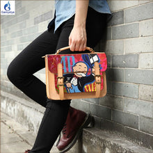 Load image into Gallery viewer, Women's Messenger bag real leather ART ALEC Monopaly Graffiti customized Handbag handmake Painted bag women Genuine leather Bags