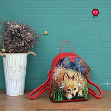 Load image into Gallery viewer, 2020 NEW Fashion Custom Graffiti Real leather Backpack bag Art Paint Van Gogh Star DOG FOX Women's backpack bag  Genuine leather