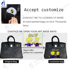 Load image into Gallery viewer, 2020 NEW Fashion Custom Graffiti Real leather Backpack bag Art Paint Van Gogh Star DOG FOX Women's backpack bag  Genuine leather