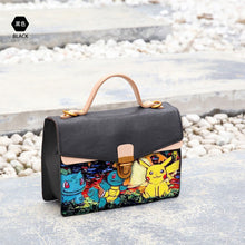 Load image into Gallery viewer, NEW Real leather Women's Messenger bag Graffiti Japan Anime Poke Pikac Girls bag Handbag printing bag women Genuine leather Bags