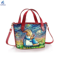 Load image into Gallery viewer, 2020 NEW Bag Real leather Oil Painted original design Van Gogh rabbit Women Messenger Crossbody bag Women Genuine Leather Bolsa