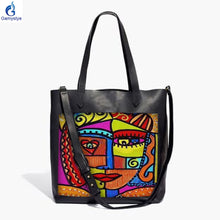 Load image into Gallery viewer, 2020 new summer POP street art Graffiti Face bags Women Genuine Leather Casual totes Shoulder Big capacity Crossbody bags Totes