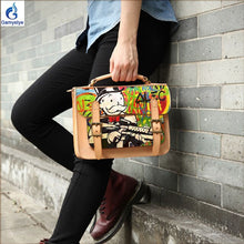 Load image into Gallery viewer, Women&#39;s Messenger bag real leather ART ALEC Monopaly Graffiti customized Handbag handmake Painted bag women Genuine leather Bags