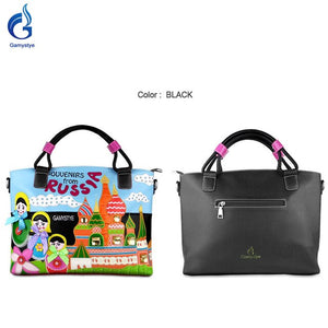 Russia STYLE Braccialini Style Cartoon Women Bags Leather Patchwork Embroidery Handbag Shoulder Bags Cross Messenger Bag