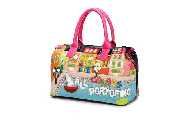 Hot luxury Braccialini bags Women fashion Embroidery Handbag Hitcolor Shoulder Bags Women Crossbody Messenger Bag Large capacity