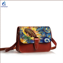 Load image into Gallery viewer, 2020 summer Small square Messenger bag Women&#39;s real leather Crossbody bag handmake ALEC Flowers bags women Genuine leather bolsa