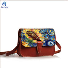 Load image into Gallery viewer, 2020 summer Small square Messenger bag Women&#39;s real leather Crossbody bag handmake ALEC Flowers bags women Genuine leather bolsa