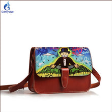Load image into Gallery viewer, 2020 summer Small square Messenger bag Women&#39;s real leather Crossbody bag handmake ALEC Flowers bags women Genuine leather bolsa